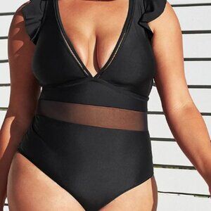 Cupshe Black Ruffle One Piece Swimsuit
